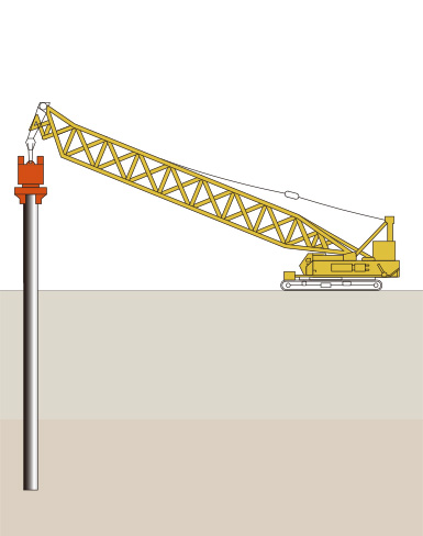 Piling steel pipe vibration construction method